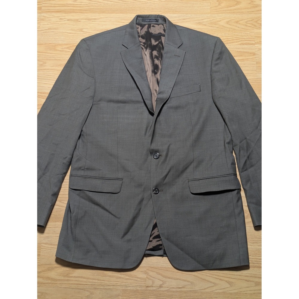 Chaps Mens Two Button Wool Blend Suit Blazer Jacket Gray 42L